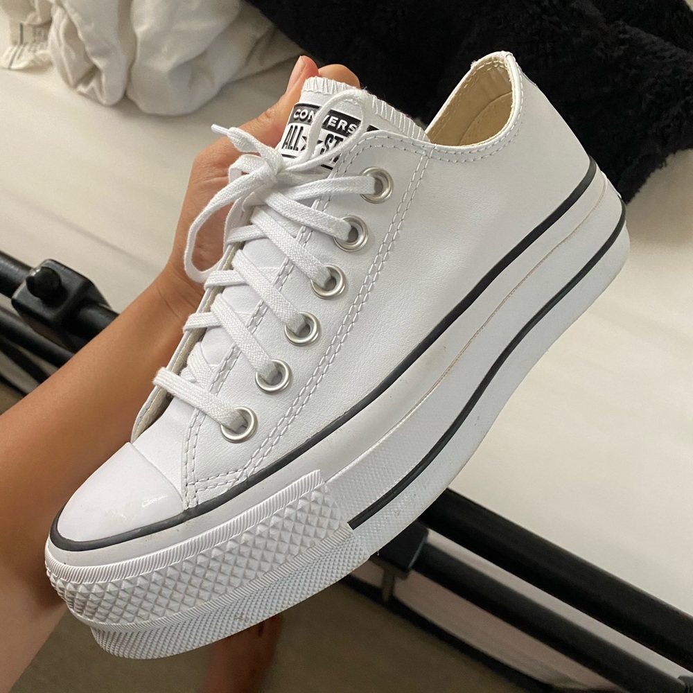 Leather platform white Convers